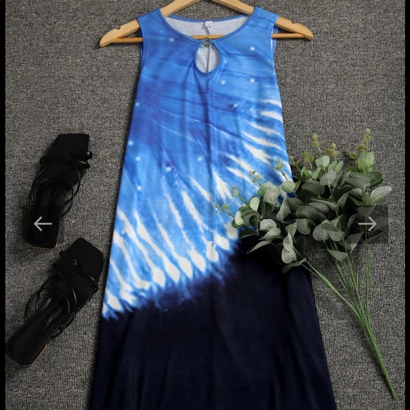 Sunshine tie-dye dress - Yobery. trending tie-dye print. Blue & White, size XL - Picture 5 of 6